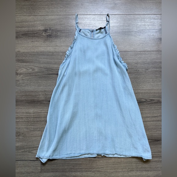 Staccato Tops - Staccato Western Denim Blue High Neck Ruffle Tank Top Size Large Lightweight